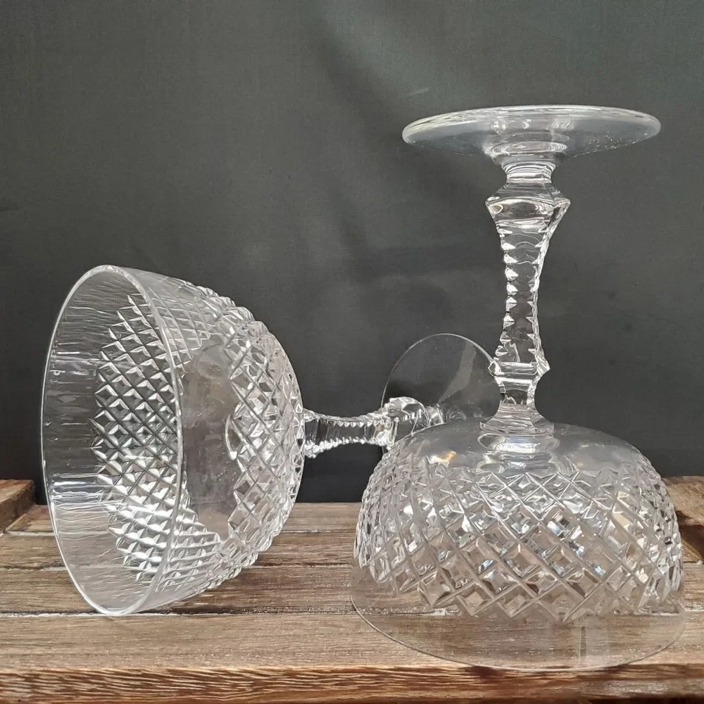 Vintage PARMA by Josair Diamond Cut Stemware Champagne Sherbet Glasses
